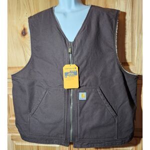 Carhartt Sherpa Lined Vest – Men’s 2XL – Dark Brown – Workwear – NWT